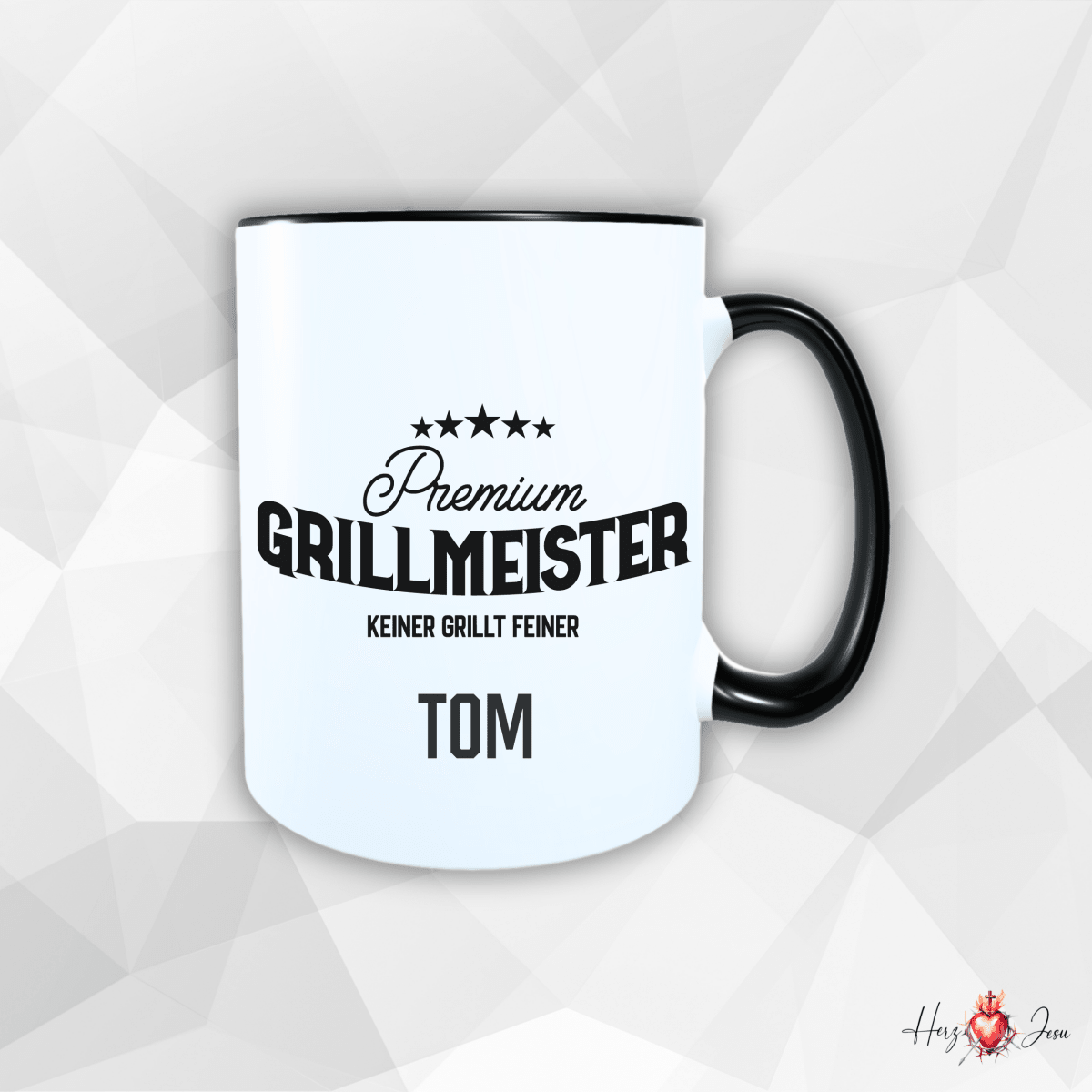Personalisierte Keramik Tasse mit deinem Namen Outdoor Camping_0081T - Herz Jesu