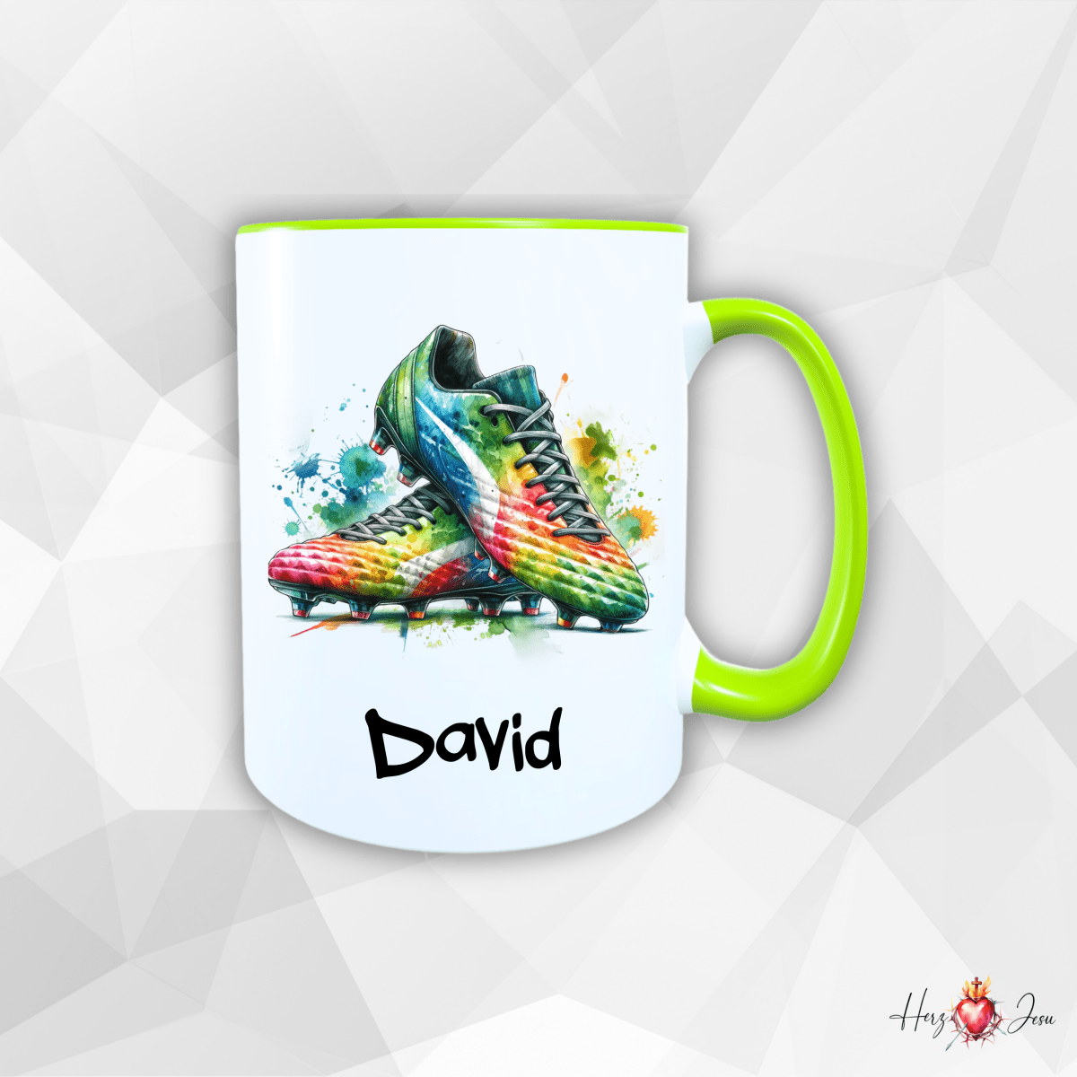 Personalisierte Keramik Tasse mit deinem Namen Outdoor Camping Fußball_0079T - Herz Jesu