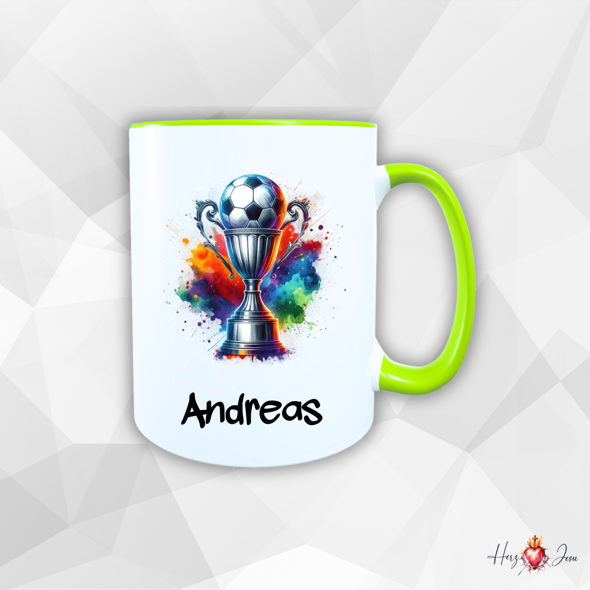 Personalisierte Keramik Tasse mit deinem Namen Outdoor Camping Fußball_0079T - Herz Jesu