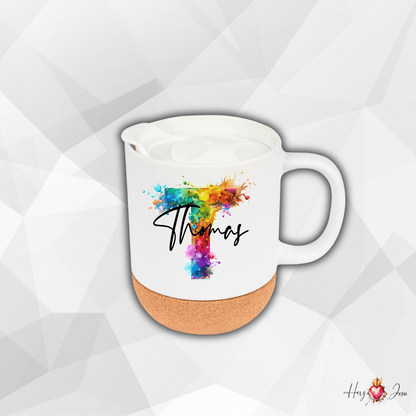Personalisierte Keramik Tasse mit deinem Namen_Regenbogen_0031T - Herz Jesu