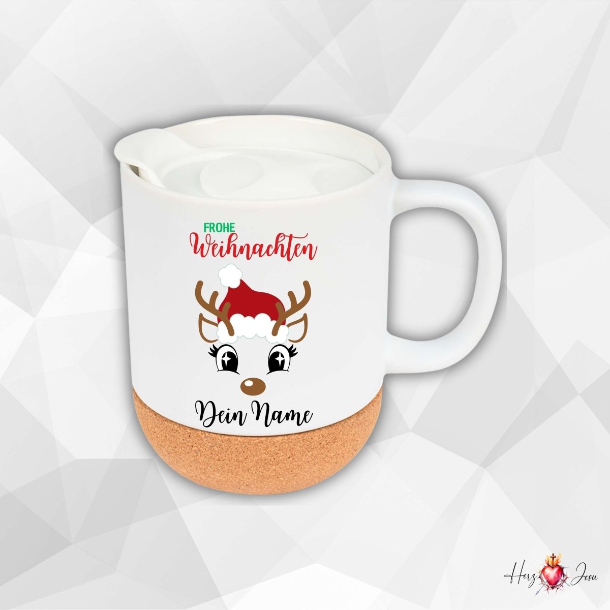 Personalisierte Keramik Tasse mit deinem Namen Weihnachtstasse_0098T - Herz Jesu