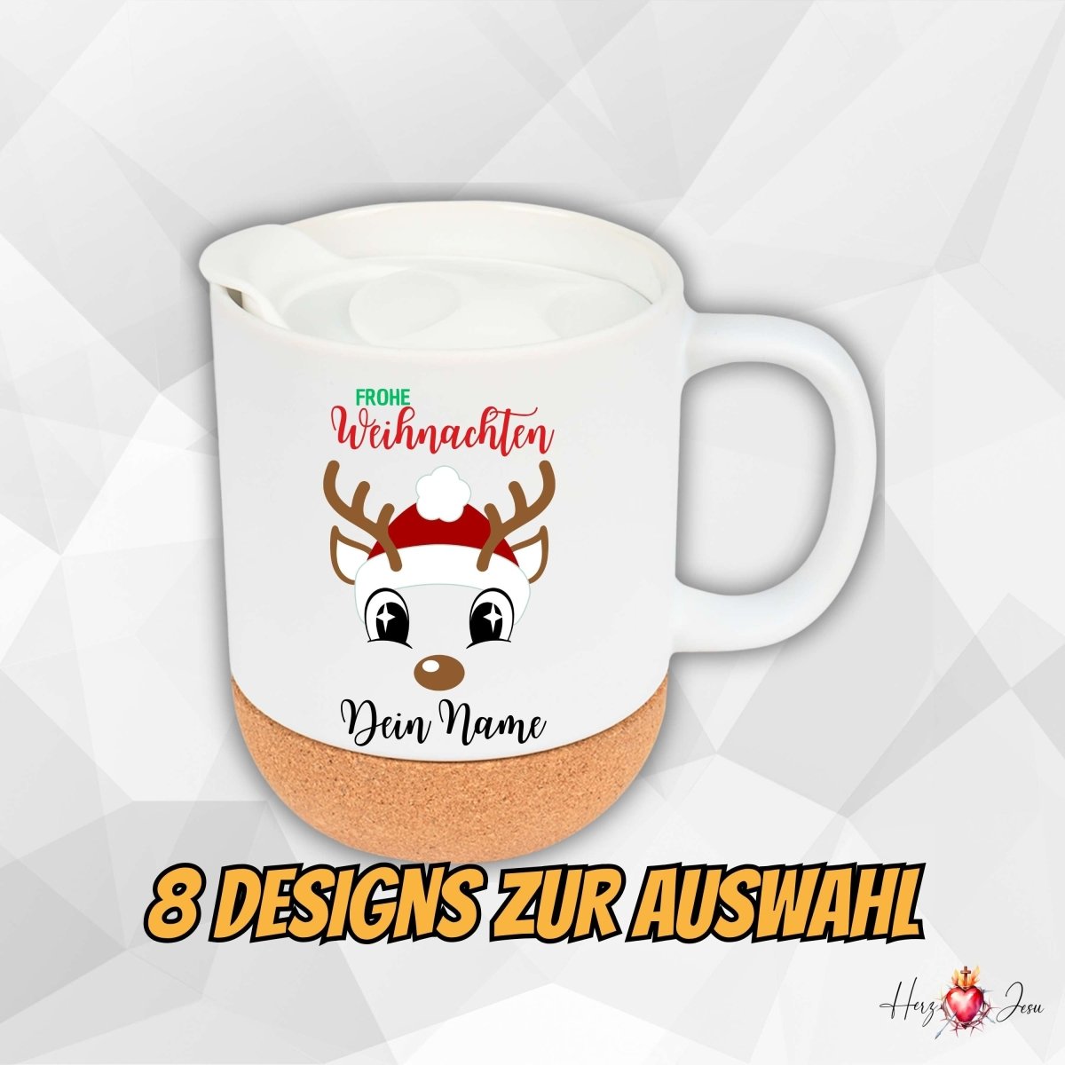 Personalisierte Keramik Tasse mit deinem Namen Weihnachtstasse_0098T - Herz Jesu