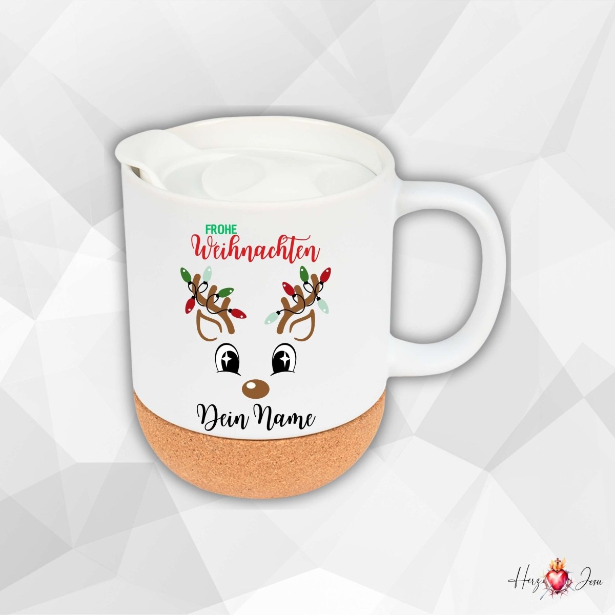 Personalisierte Keramik Tasse mit deinem Namen Weihnachtstasse_0098T - Herz Jesu