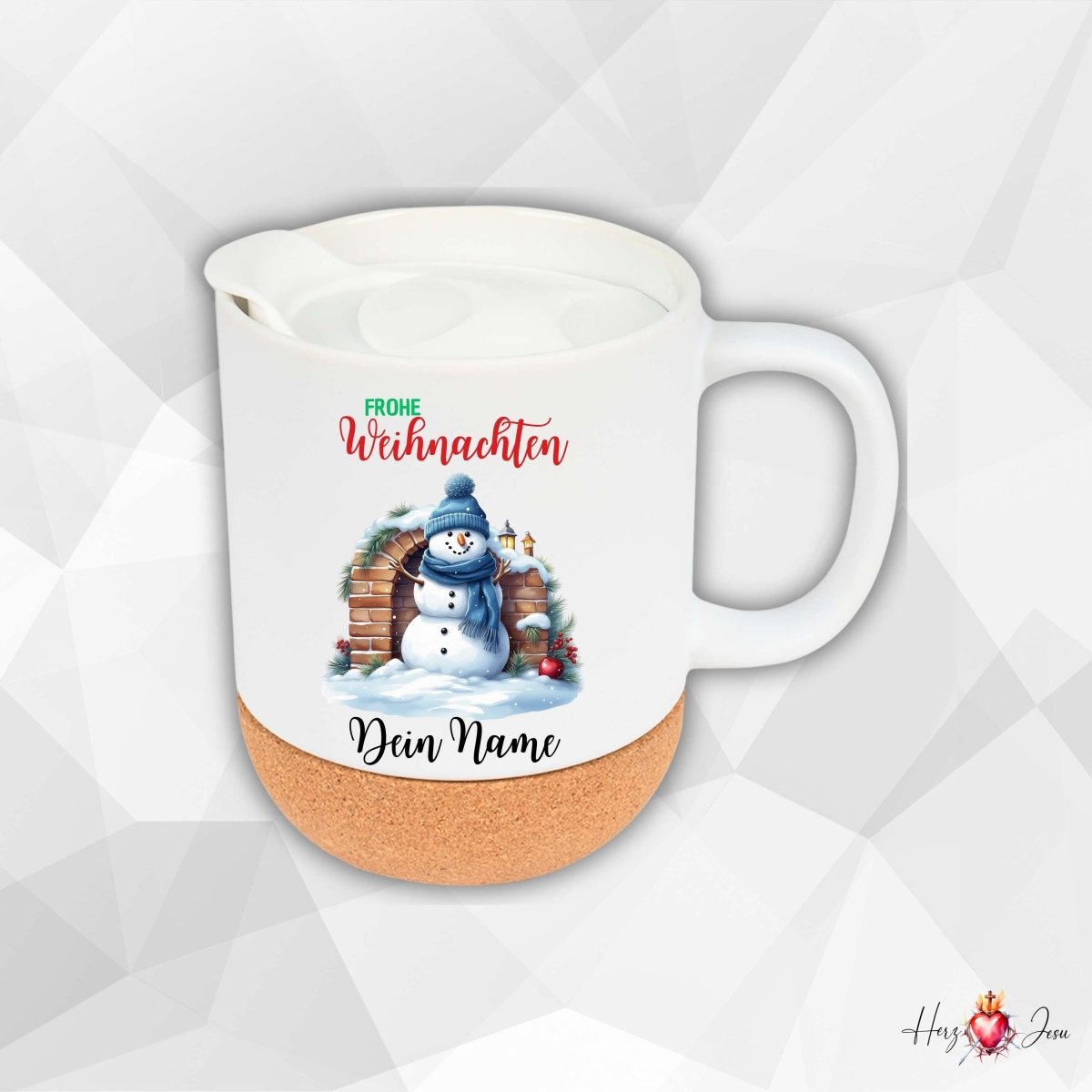 Personalisierte Keramik Tasse mit deinem Namen Weihnachtstasse_0099T - Herz Jesu