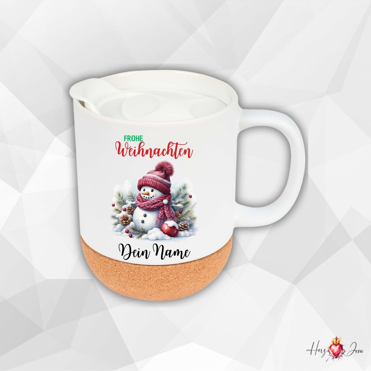 Personalisierte Keramik Tasse mit deinem Namen Weihnachtstasse_0099T - Herz Jesu