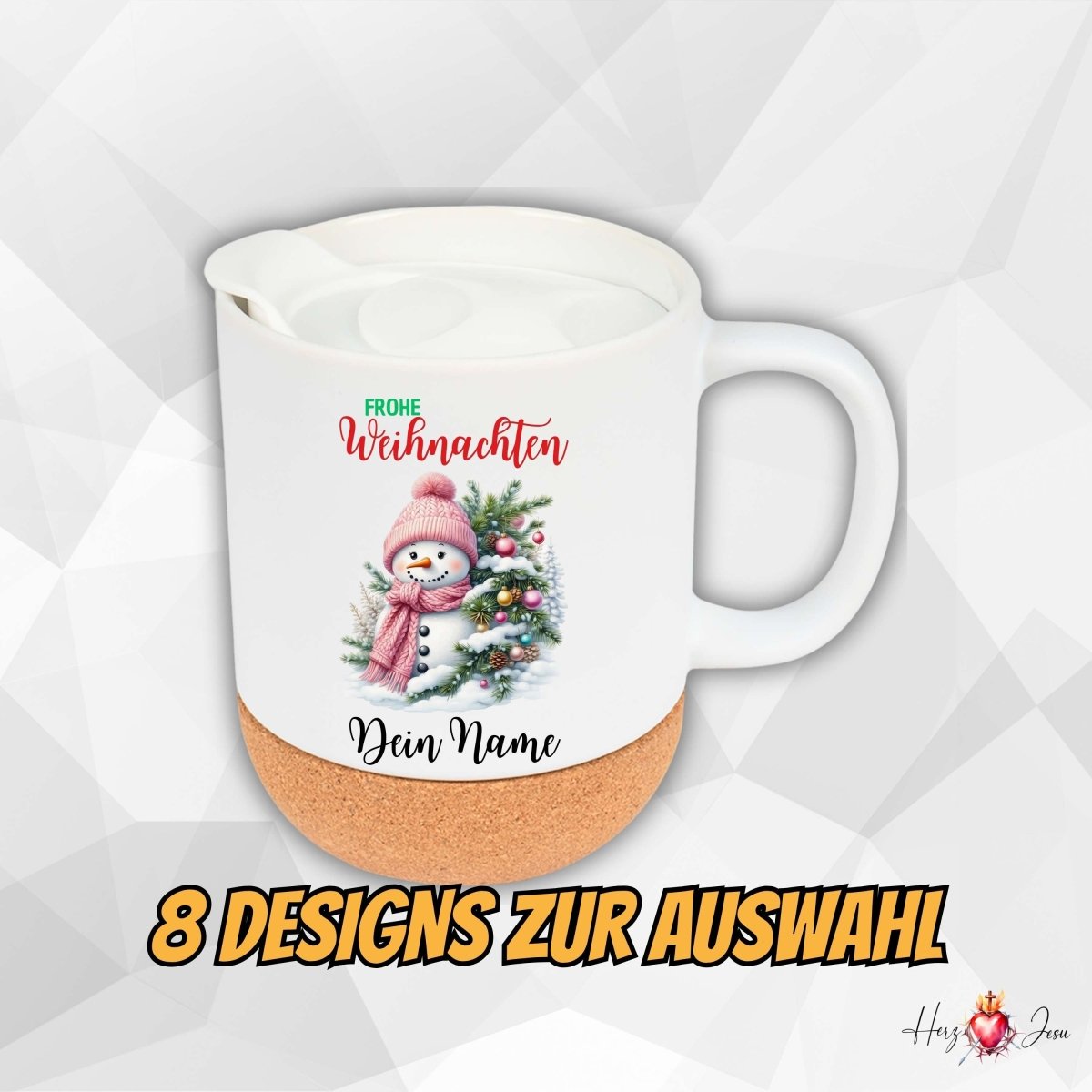 Personalisierte Keramik Tasse mit deinem Namen Weihnachtstasse_0099T - Herz Jesu