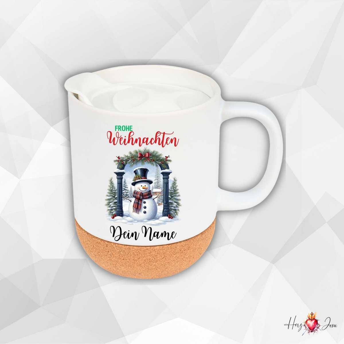 Personalisierte Keramik Tasse mit deinem Namen Weihnachtstasse_0099T - Herz Jesu