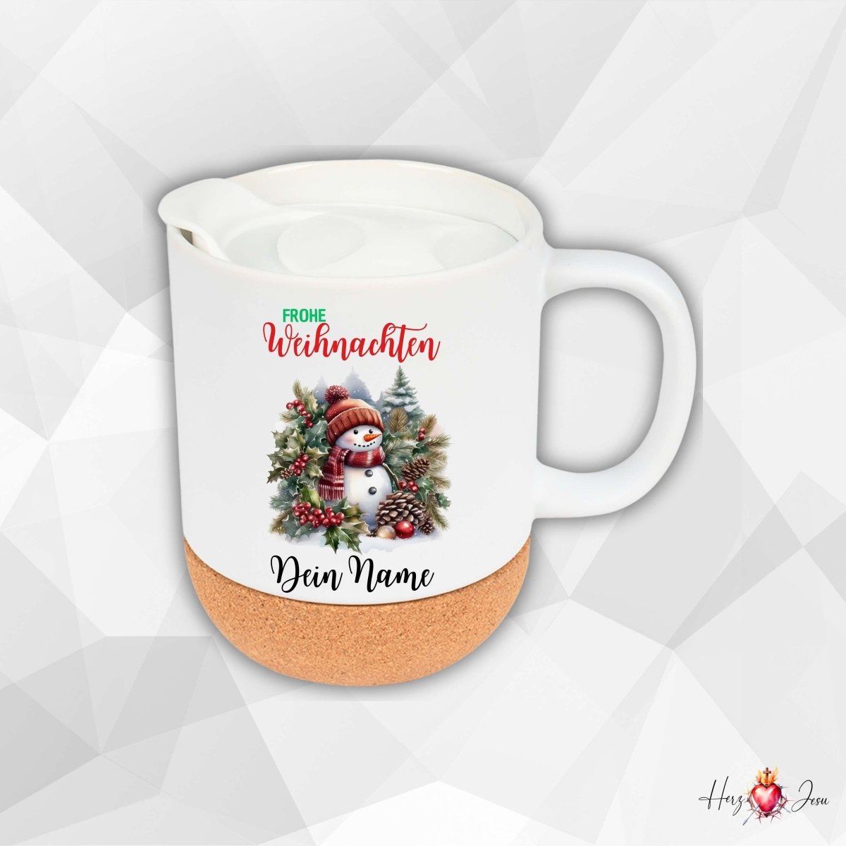 Personalisierte Keramik Tasse mit deinem Namen Weihnachtstasse_0099T - Herz Jesu