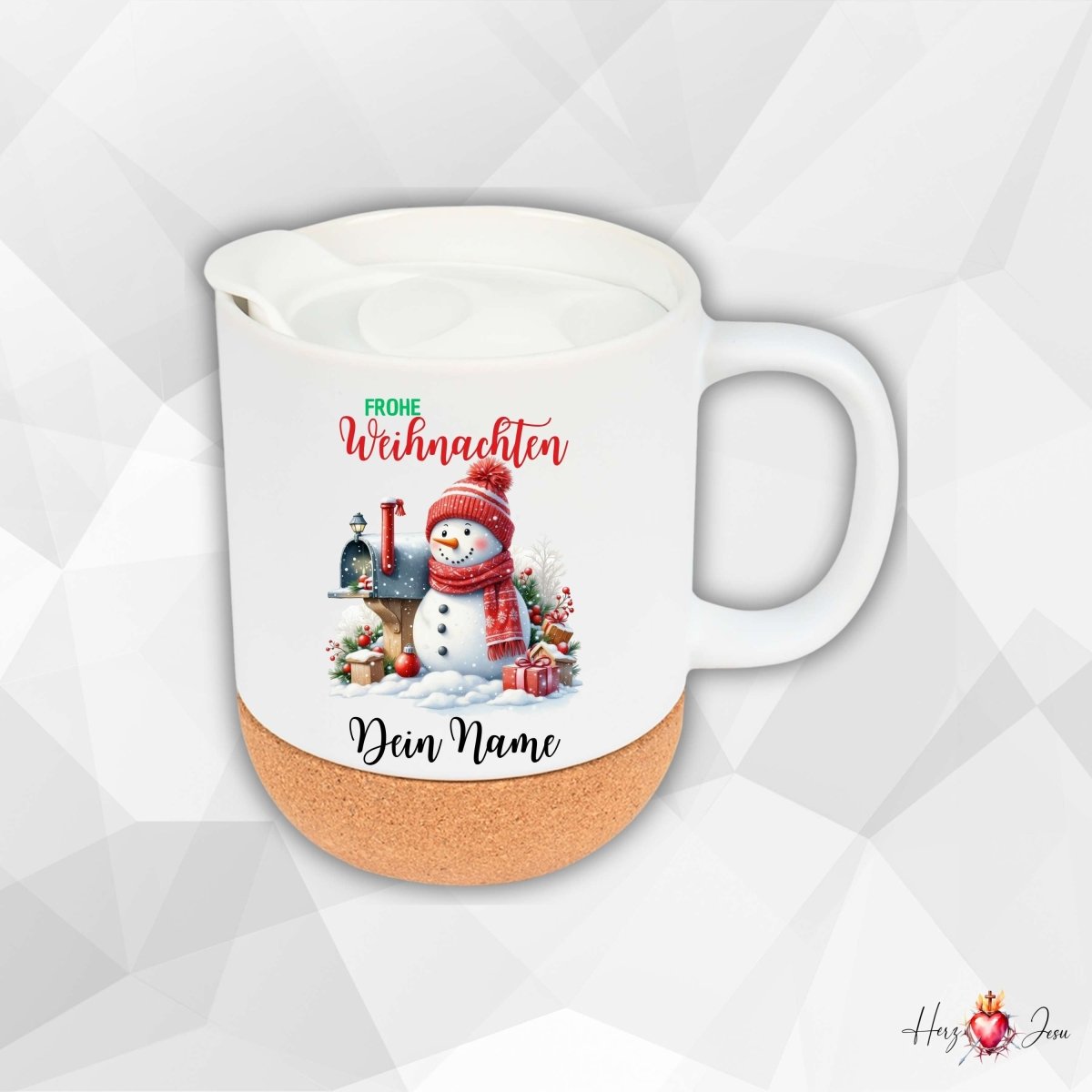 Personalisierte Keramik Tasse mit deinem Namen Weihnachtstasse_0099T - Herz Jesu