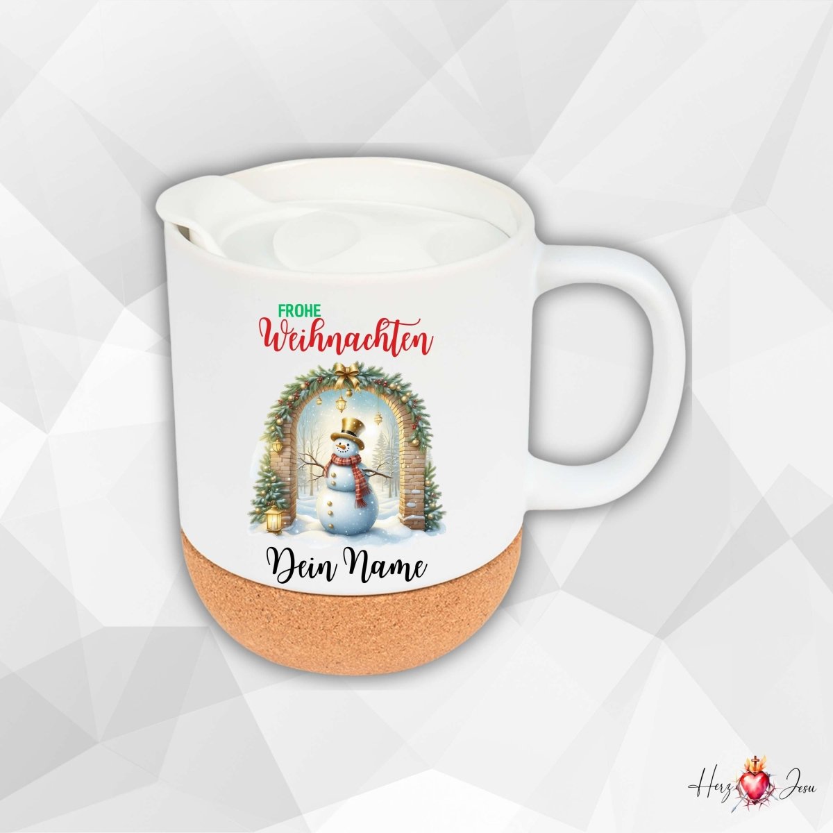 Personalisierte Keramik Tasse mit deinem Namen Weihnachtstasse_0099T - Herz Jesu