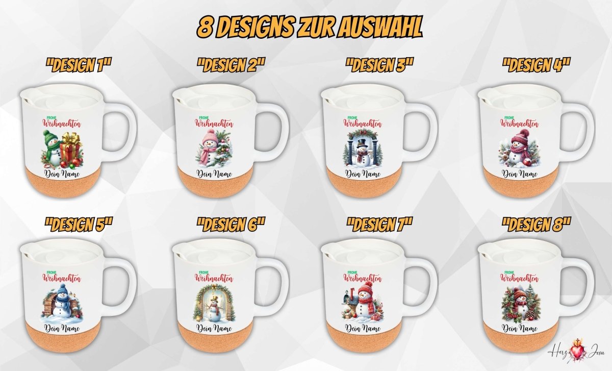 Personalisierte Keramik Tasse mit deinem Namen Weihnachtstasse_0099T - Herz Jesu