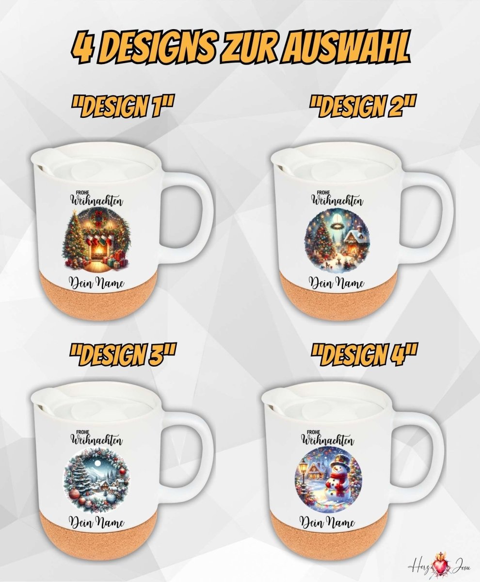 Personalisierte Keramik Tasse mit deinem Namen Weihnachtstasse_0100T - Herz Jesu