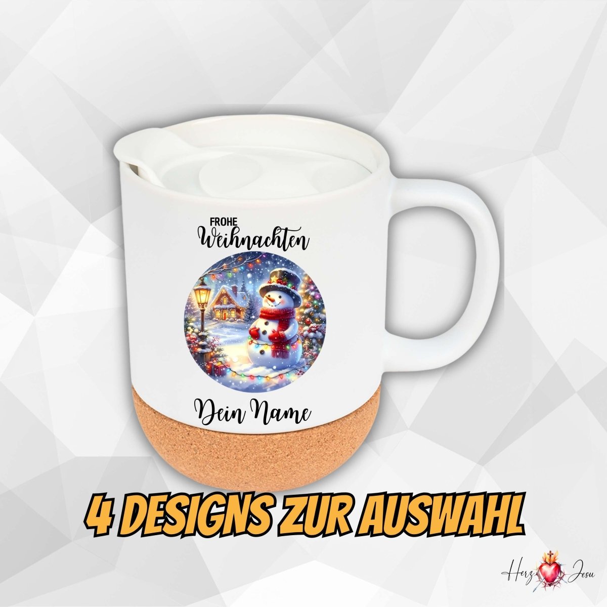 Personalisierte Keramik Tasse mit deinem Namen Weihnachtstasse_0100T - Herz Jesu