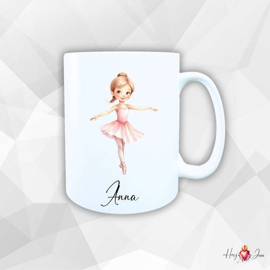 Personalisierte Keramik Tasse mit Namen – Ballerina Motiv | Geschenkidee für Kinder & Schulanfänger_0086T - Herz Jesu