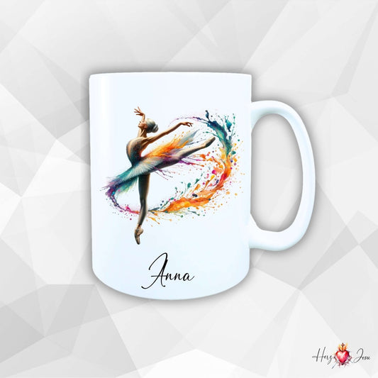 Personalisierte Keramik Tasse mit Namen – Ballerina Motiv | Geschenkidee für Mädchen & Schulanfänger_0087T - Herz Jesu