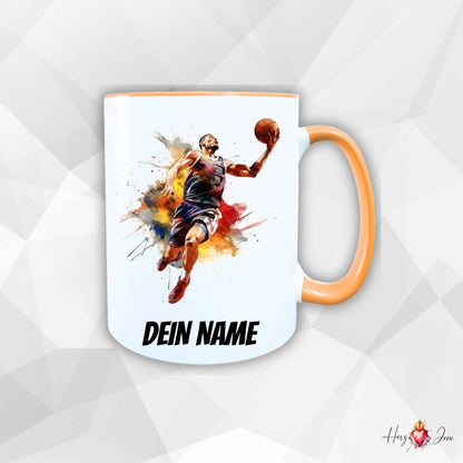 Personalisierte Keramik Tasse mit Namen – Basketball Motiv | Geschenkidee für Kinder & Schulanfänger_0089T - Herz Jesu