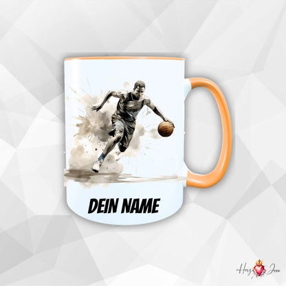 Personalisierte Keramik Tasse mit Namen – Basketball Motiv | Geschenkidee für Kinder & Schulanfänger_0089T - Herz Jesu