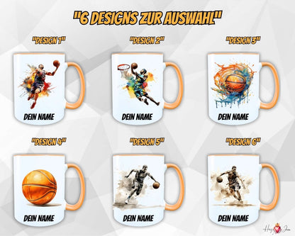 Personalisierte Keramik Tasse mit Namen – Basketball Motiv | Geschenkidee für Kinder & Schulanfänger_0089T - Herz Jesu
