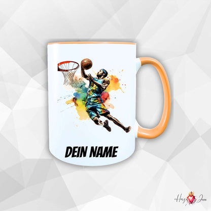 Personalisierte Keramik Tasse mit Namen – Basketball Motiv | Geschenkidee für Kinder & Schulanfänger_0089T - Herz Jesu