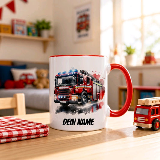Personalisierte Keramik Tasse mit Namen – Feuerwehr Motiv | Geschenkidee für Kinder & Schulanfänger_0063T - Herz Jesu