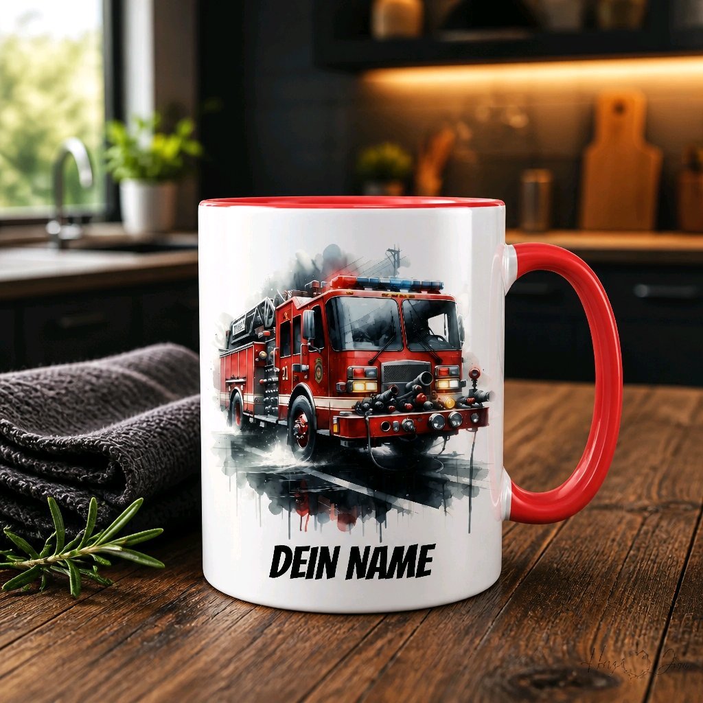 Personalisierte Keramik Tasse mit Namen – Feuerwehr Motiv | Geschenkidee für Kinder & Schulanfänger_0063T - Herz Jesu