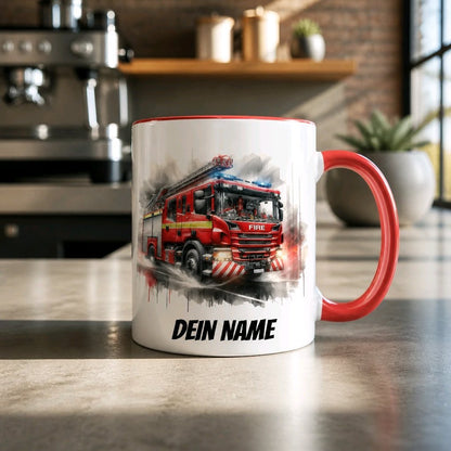 Personalisierte Keramik Tasse mit Namen – Feuerwehr Motiv | Geschenkidee für Kinder & Schulanfänger_0063T - Herz Jesu