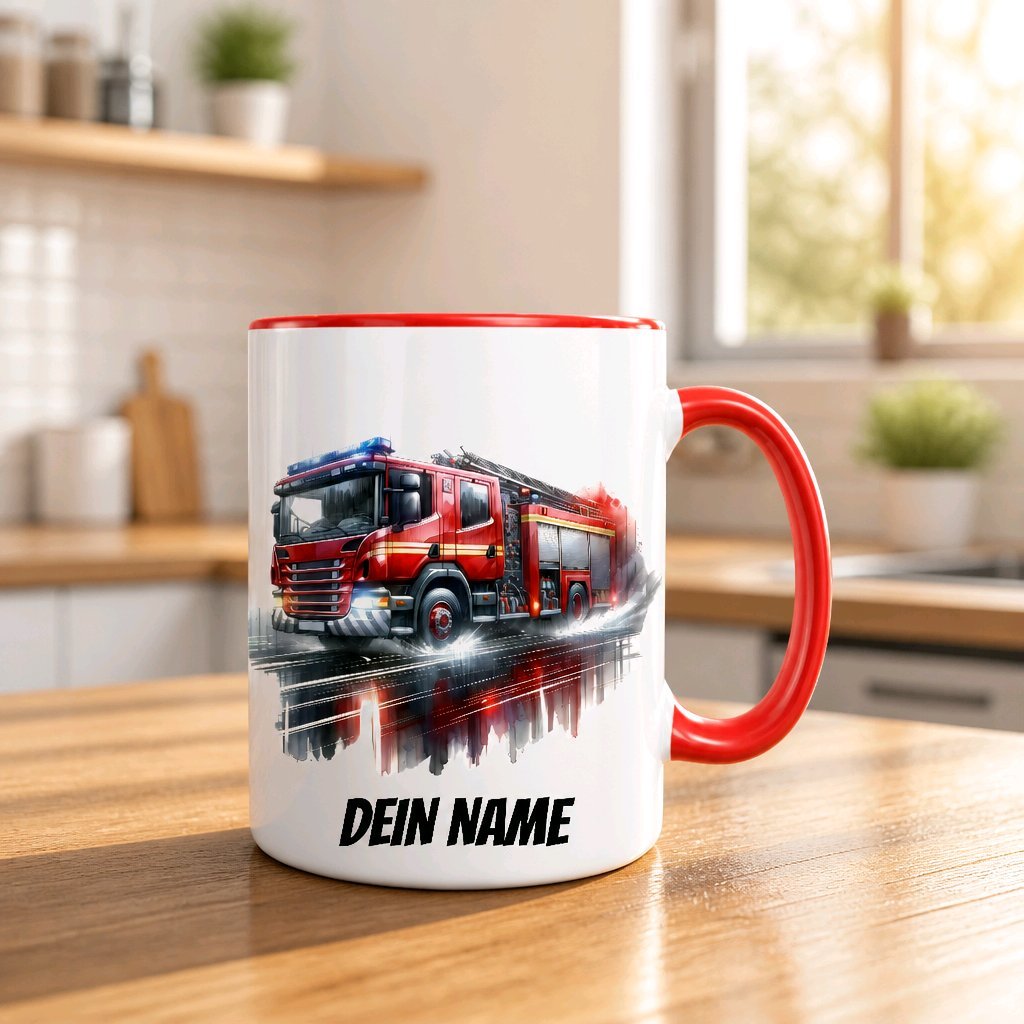 Personalisierte Keramik Tasse mit Namen – Feuerwehr Motiv | Geschenkidee für Kinder & Schulanfänger_0063T - Herz Jesu