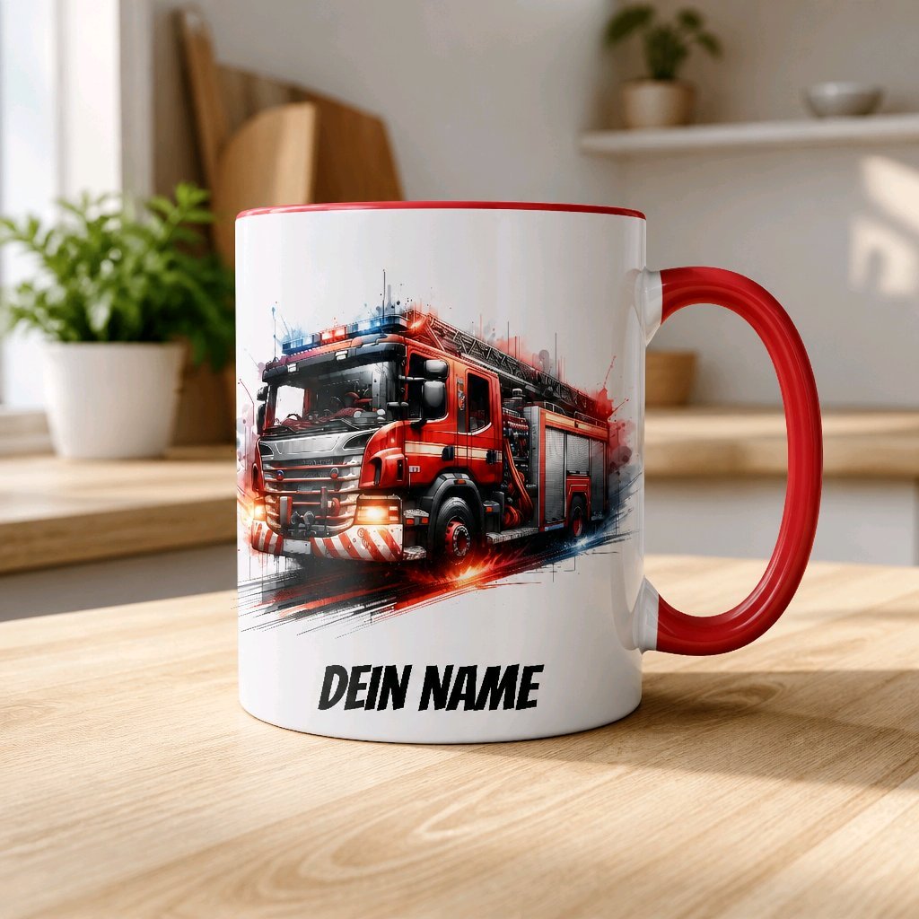 Personalisierte Keramik Tasse mit Namen – Feuerwehr Motiv | Geschenkidee für Kinder & Schulanfänger_0063T - Herz Jesu