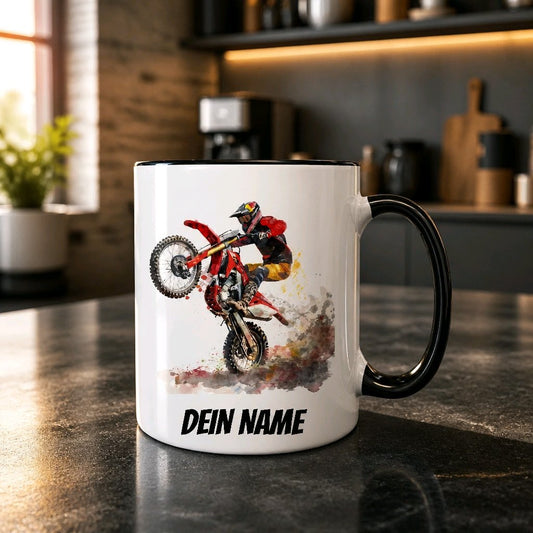 Personalisierte Keramik Tasse mit Namen – Motorcross Motiv | Geschenkidee für Kinder & Schulanfänger_0068T - Herz Jesu