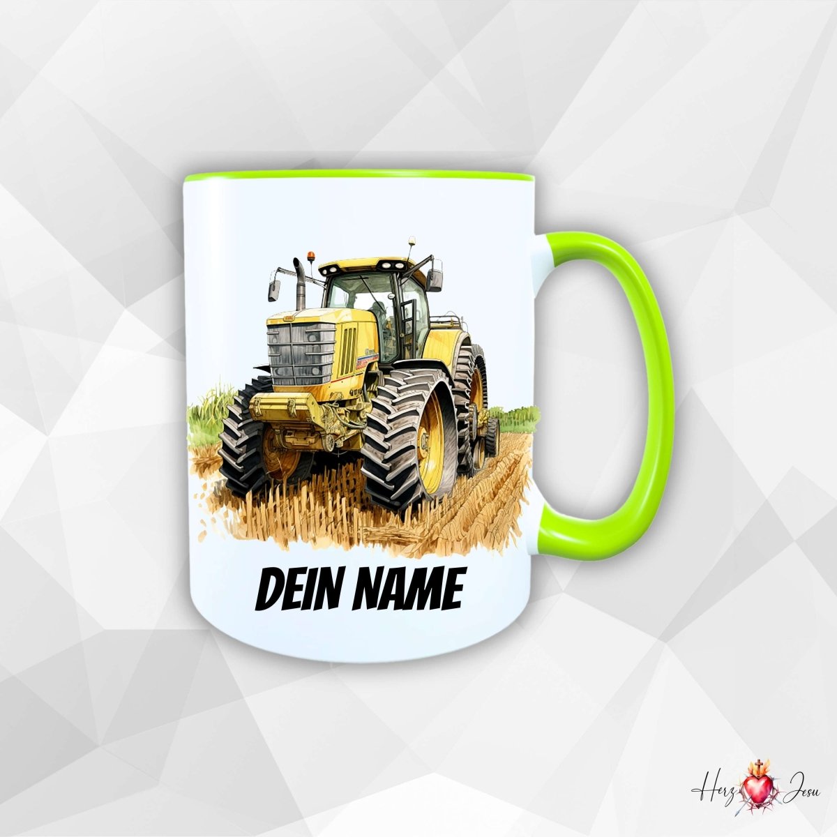 Personalisierte Keramik Tasse mit Namen – Traktor Motiv | Geschenkidee für Kinder & Schulanfänger_0059T - Herz Jesu