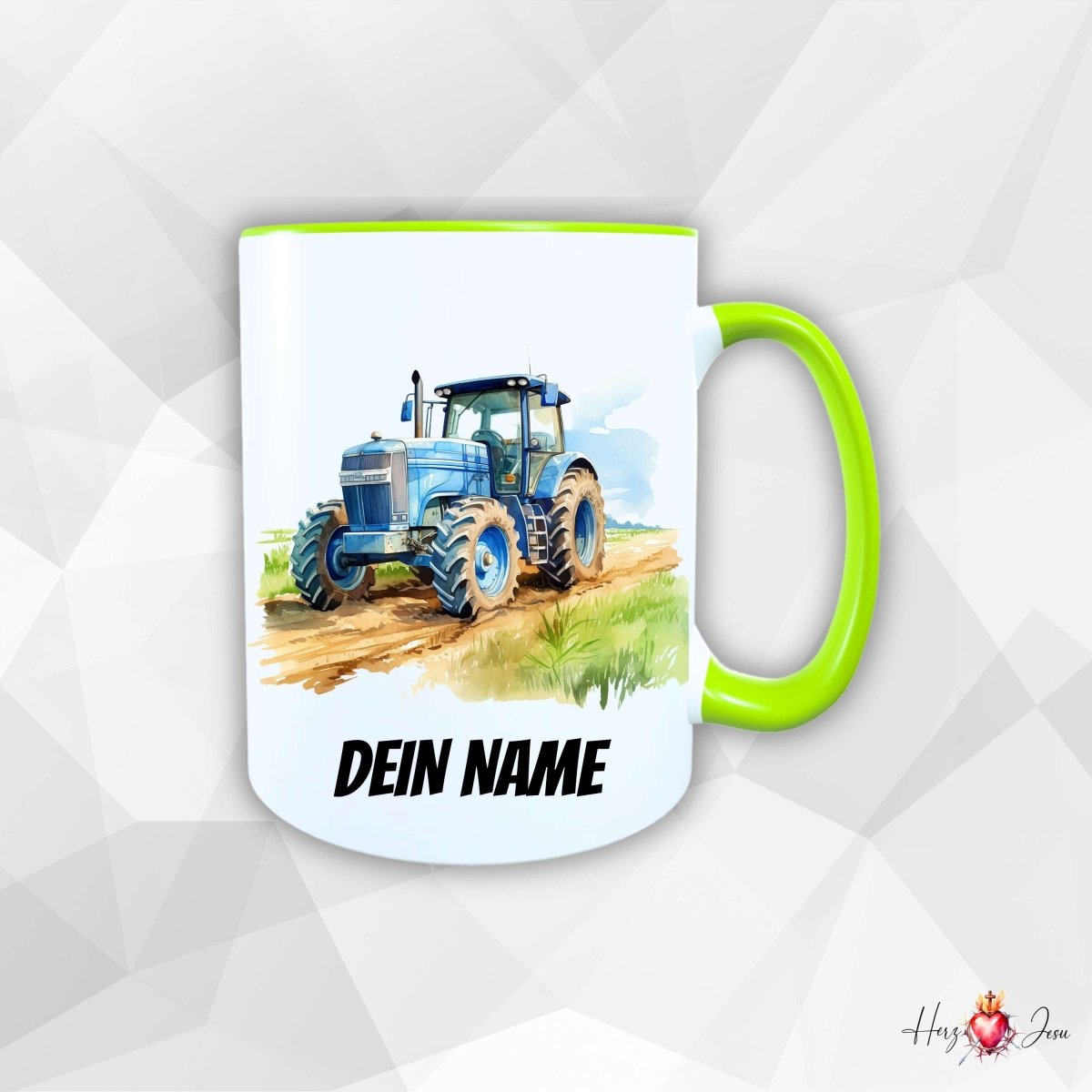 Personalisierte Keramik Tasse mit Namen – Traktor Motiv | Geschenkidee für Kinder & Schulanfänger_0059T - Herz Jesu