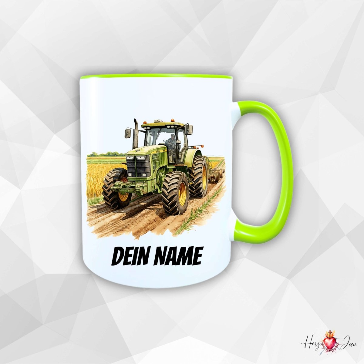 Personalisierte Keramik Tasse mit Namen – Traktor Motiv | Geschenkidee für Kinder & Schulanfänger_0059T - Herz Jesu
