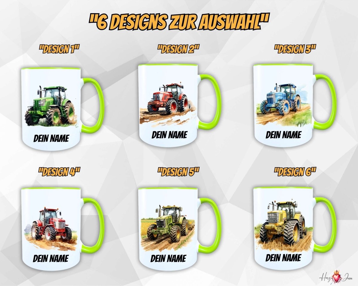 Personalisierte Keramik Tasse mit Namen – Traktor Motiv | Geschenkidee für Kinder & Schulanfänger_0059T - Herz Jesu