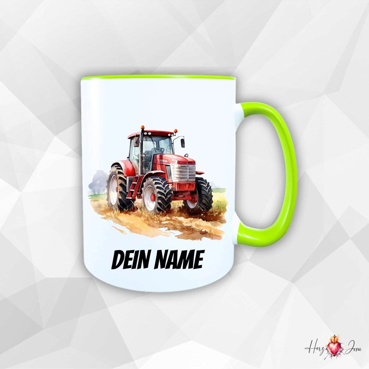 Personalisierte Keramik Tasse mit Namen – Traktor Motiv | Geschenkidee für Kinder & Schulanfänger_0059T - Herz Jesu