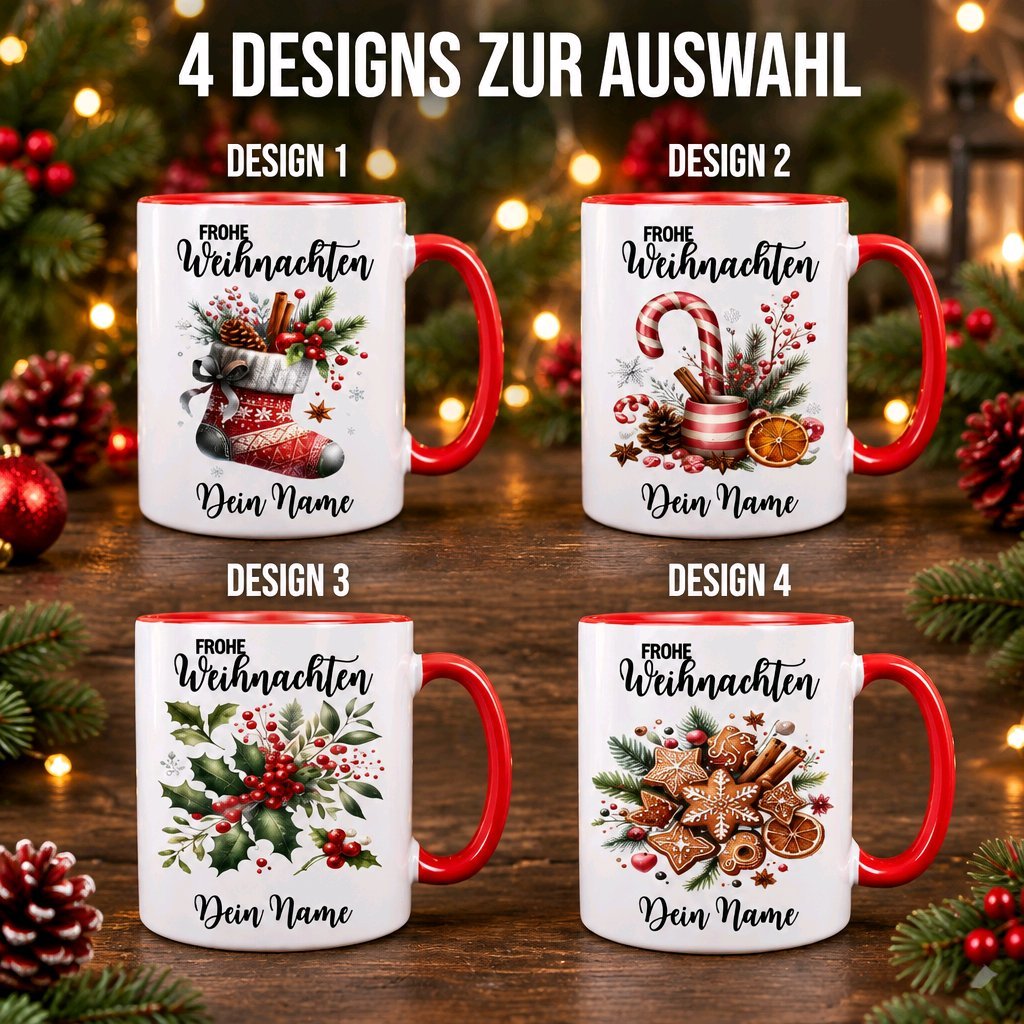 Personalisierte Keramik Weihnachtstasse mit deinem Namen_0032T - Herz Jesu
