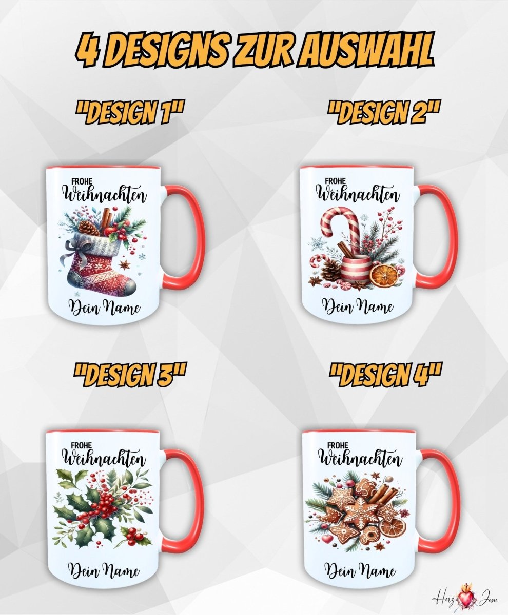 Personalisierte Keramik Weihnachtstasse mit deinem Namen_0032T - Herz Jesu