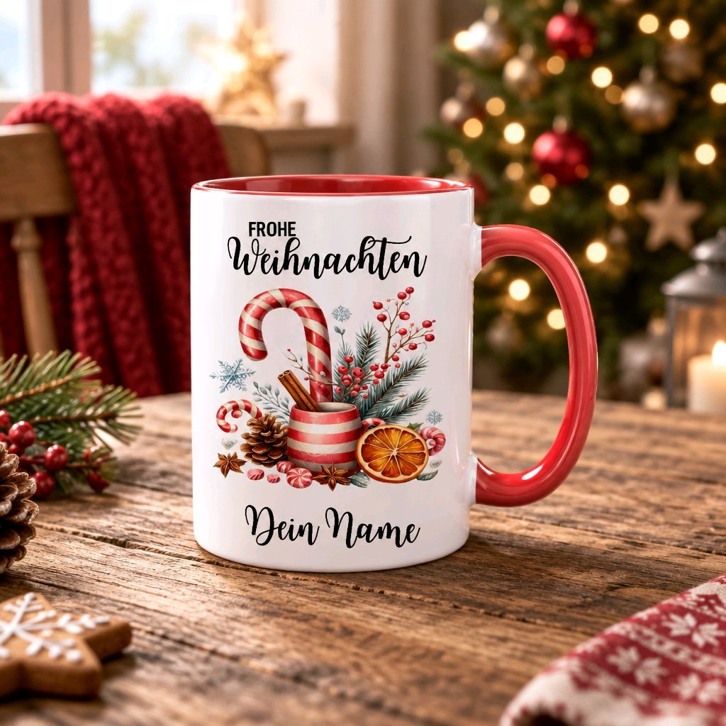 Personalisierte Keramik Weihnachtstasse mit deinem Namen_0032T - Herz Jesu