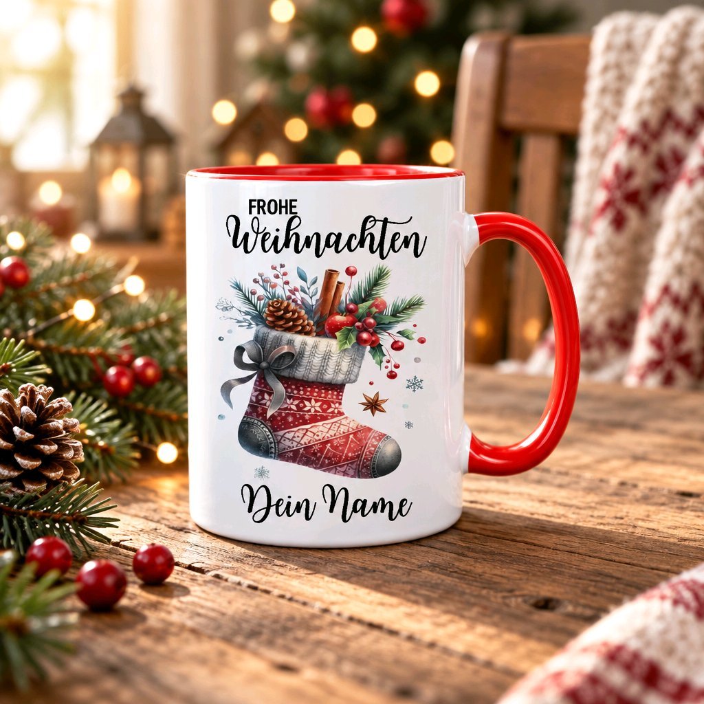 Personalisierte Keramik Weihnachtstasse mit deinem Namen_0032T - Herz Jesu