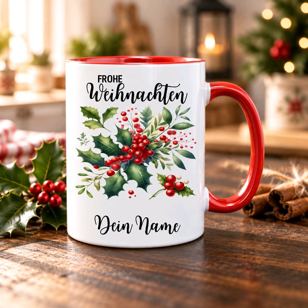 Personalisierte Keramik Weihnachtstasse mit deinem Namen_0032T - Herz Jesu