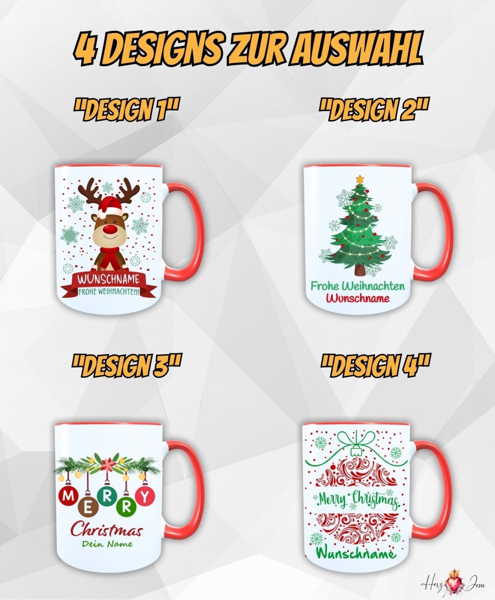 Personalisierte Keramik Weihnachtstasse mit deinem Namen_0033T - Herz Jesu