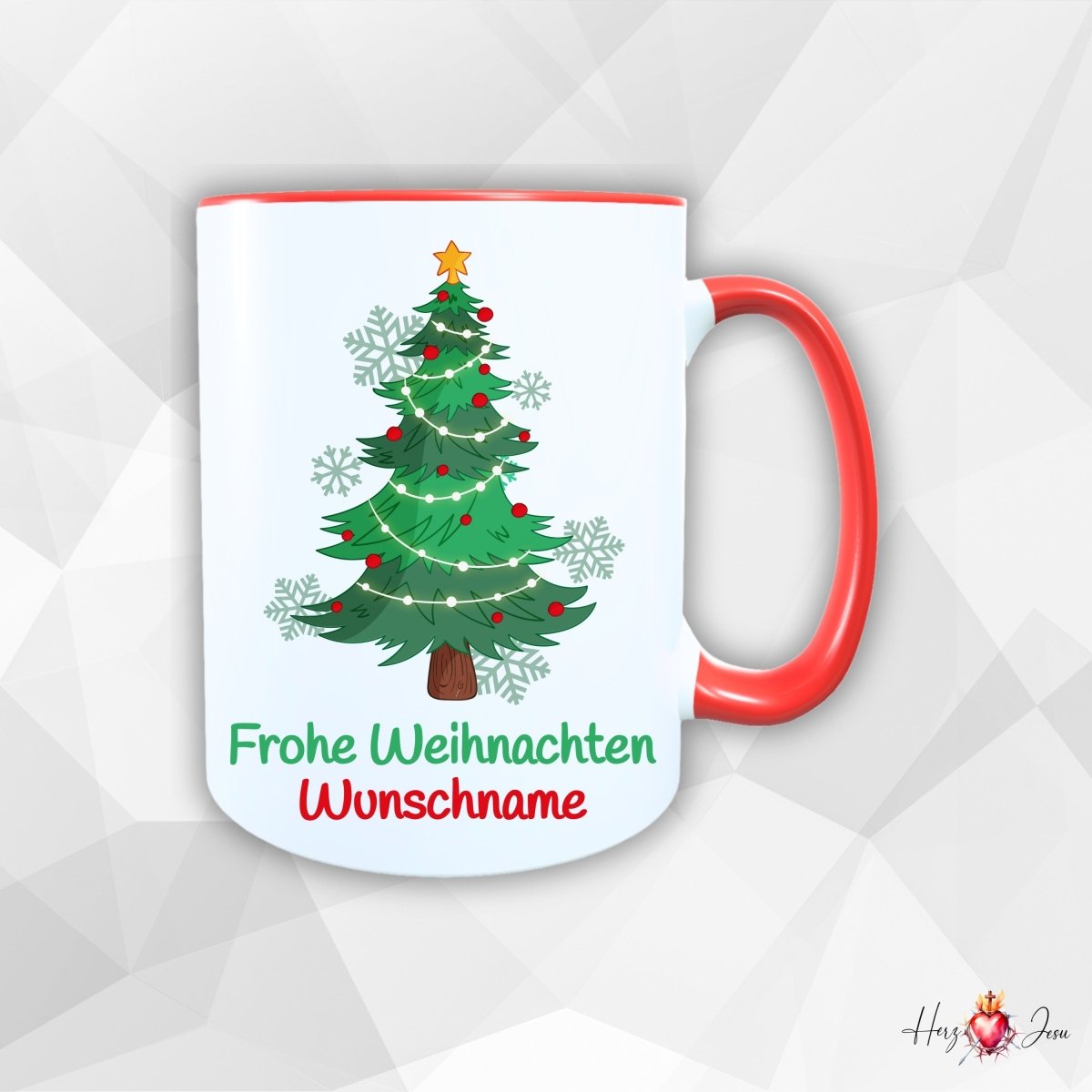 Personalisierte Keramik Weihnachtstasse mit deinem Namen_0033T - Herz Jesu