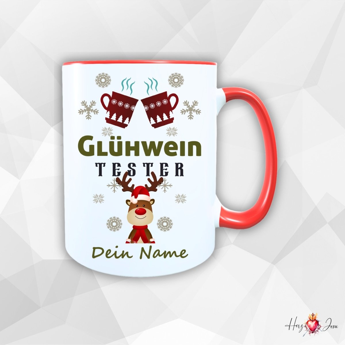 Personalisierte Keramik Weihnachtstasse mit deinem Namen_0038T - Herz Jesu