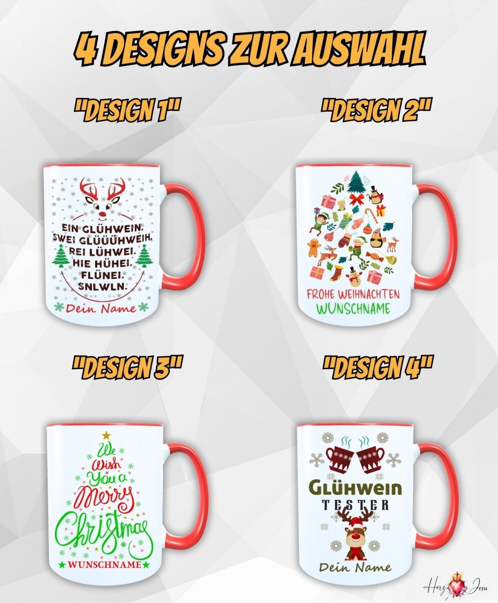 Personalisierte Keramik Weihnachtstasse mit deinem Namen_0038T - Herz Jesu