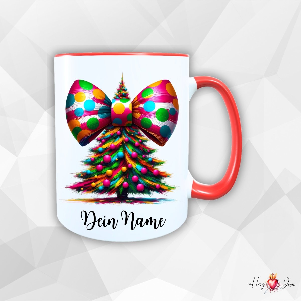 Personalisierte Keramik Weihnachtstasse mit deinem Namen_0039T - Herz Jesu