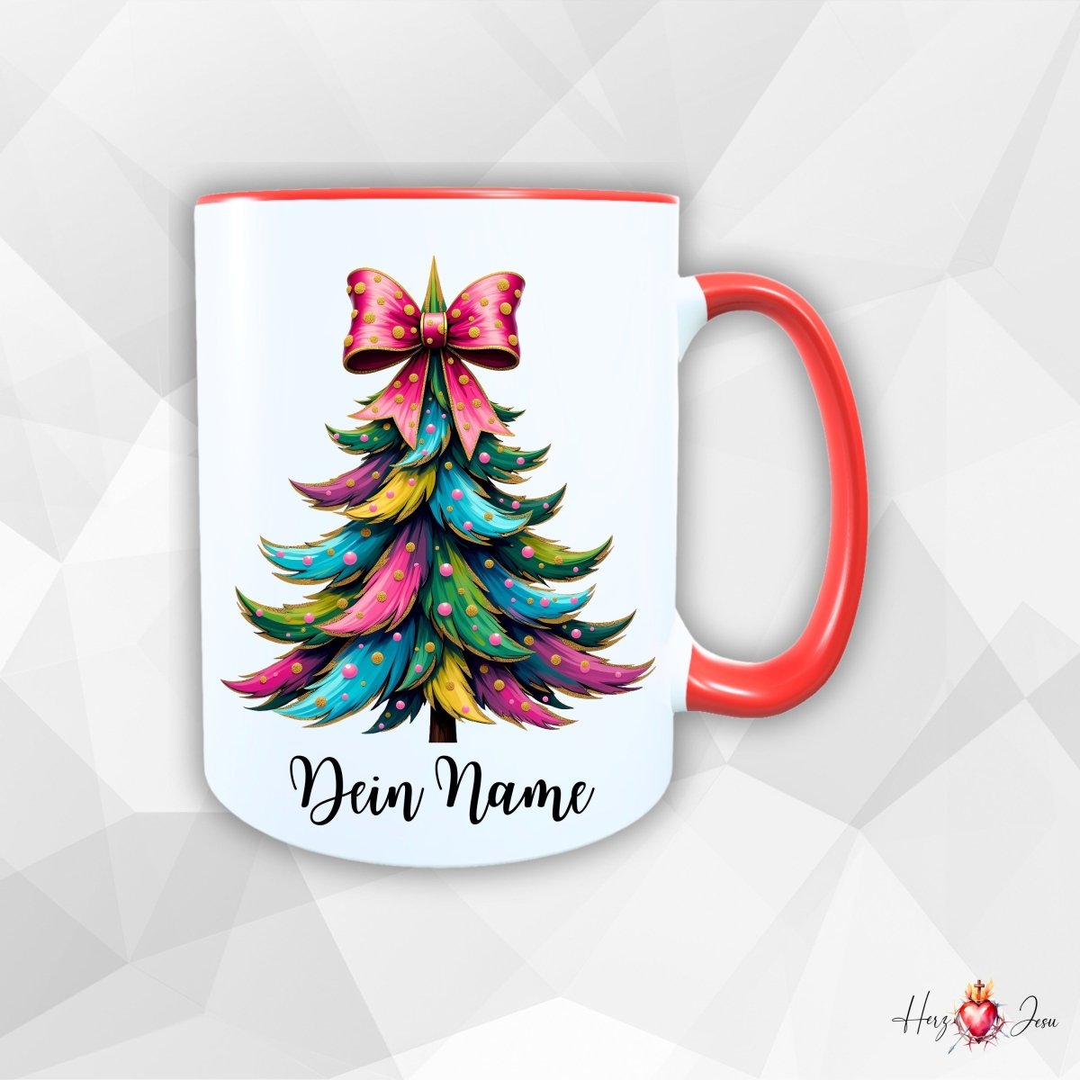Personalisierte Keramik Weihnachtstasse mit deinem Namen_0039T - Herz Jesu