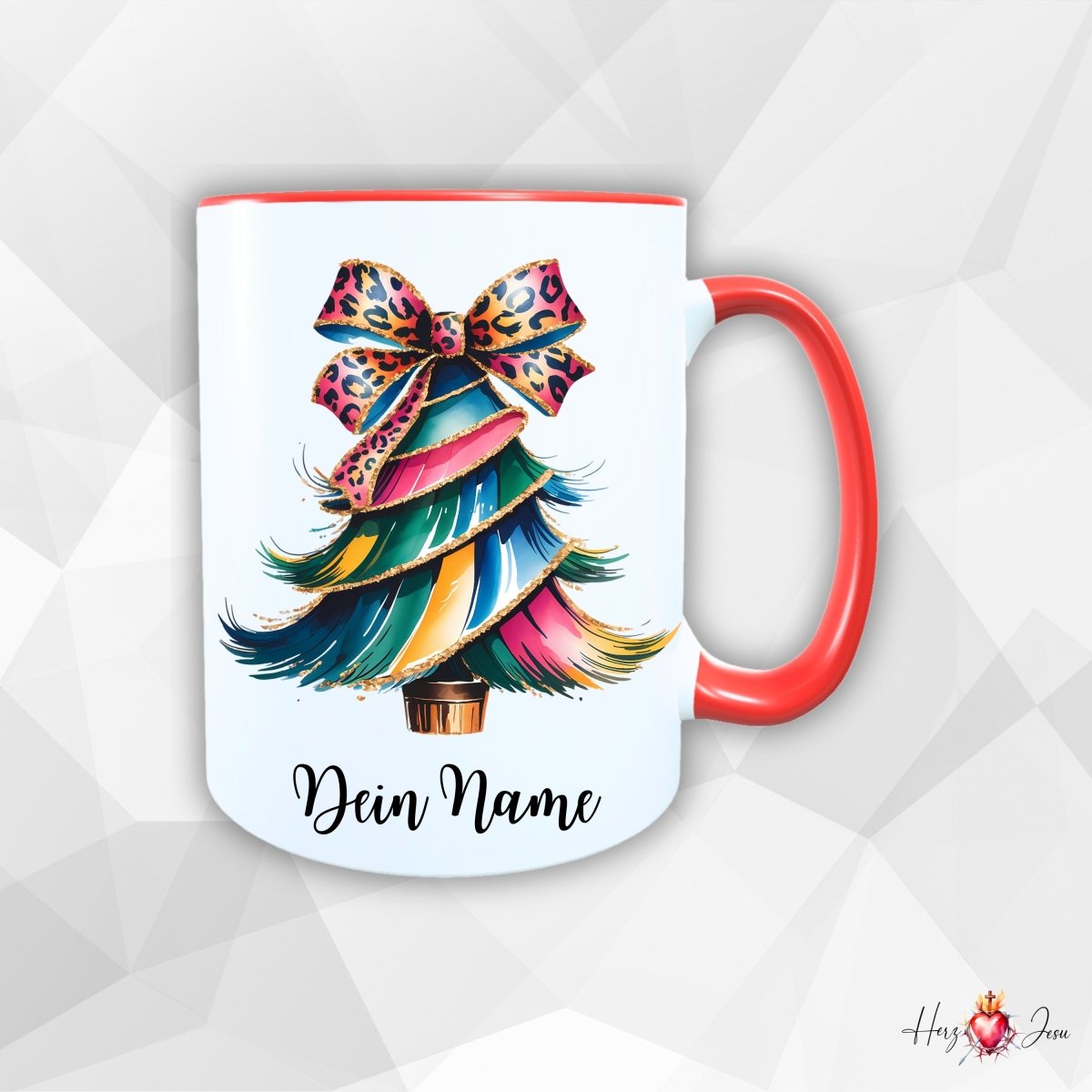 Personalisierte Keramik Weihnachtstasse mit deinem Namen_0039T - Herz Jesu