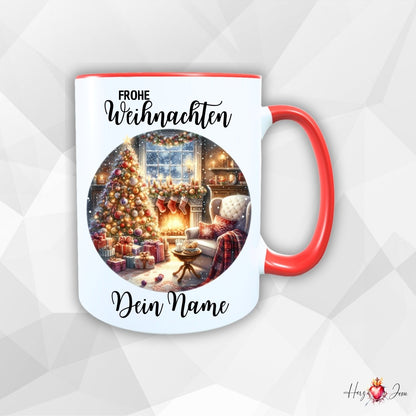 Personalisierte Keramik Weihnachtstasse mit deinem Namen_0042T - Herz Jesu