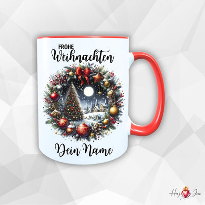 Personalisierte Keramik Weihnachtstasse mit deinem Namen_0042T - Herz Jesu
