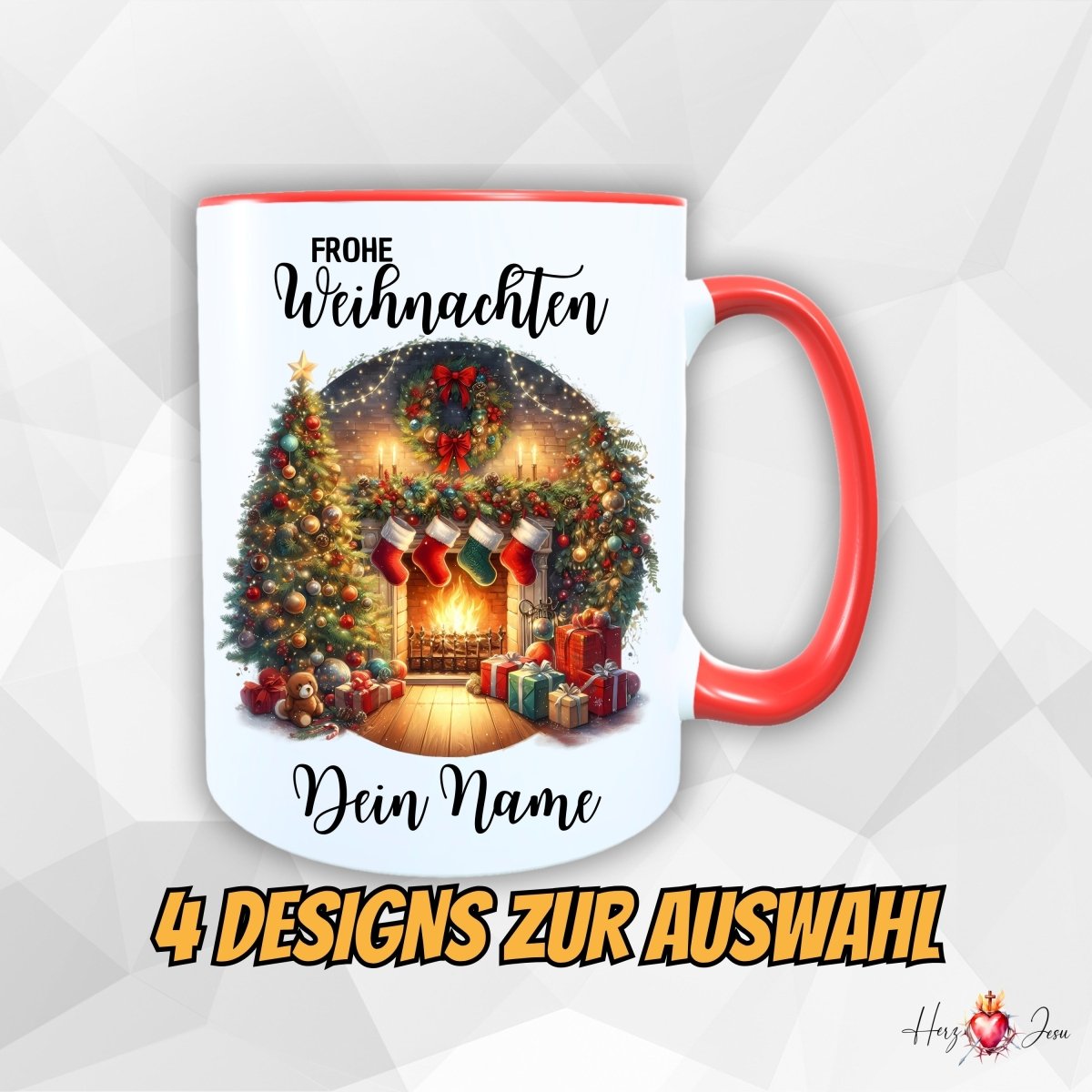 Personalisierte Keramik Weihnachtstasse mit deinem Namen_0043T - Herz Jesu
