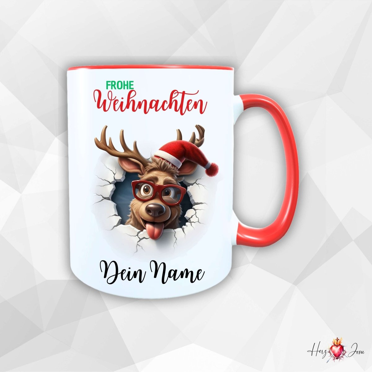 Personalisierte Keramik Weihnachtstasse mit deinem Namen_0056T - Herz Jesu